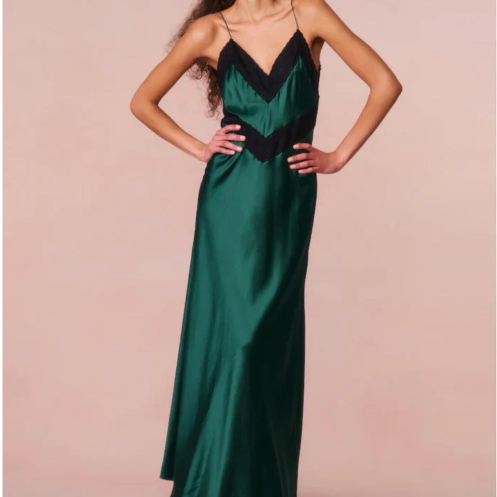 LoveShackFancy Green and Black Maxi Dress